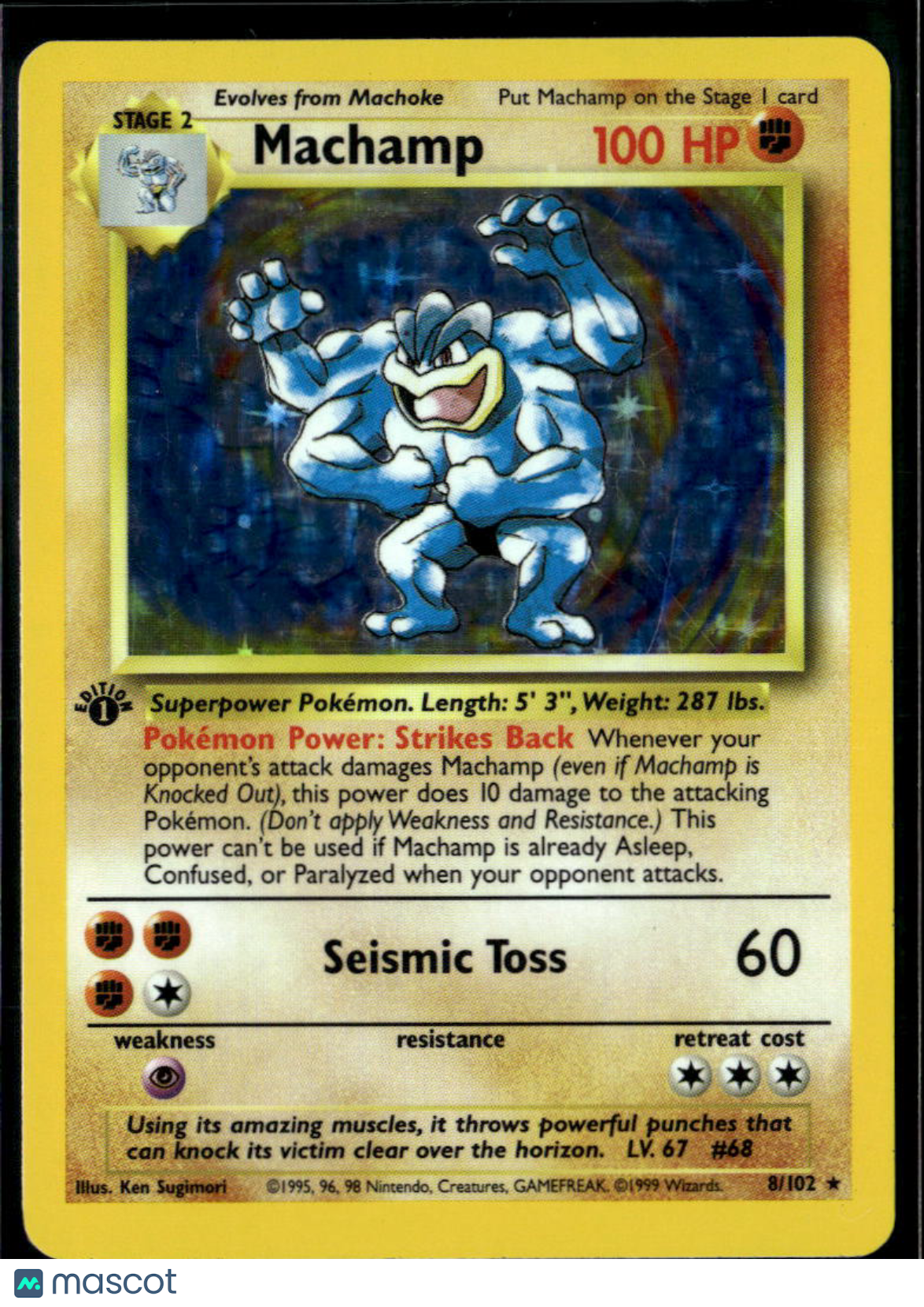 Machamp 1999 Base Set Holo Rare 1st Edition #8/102