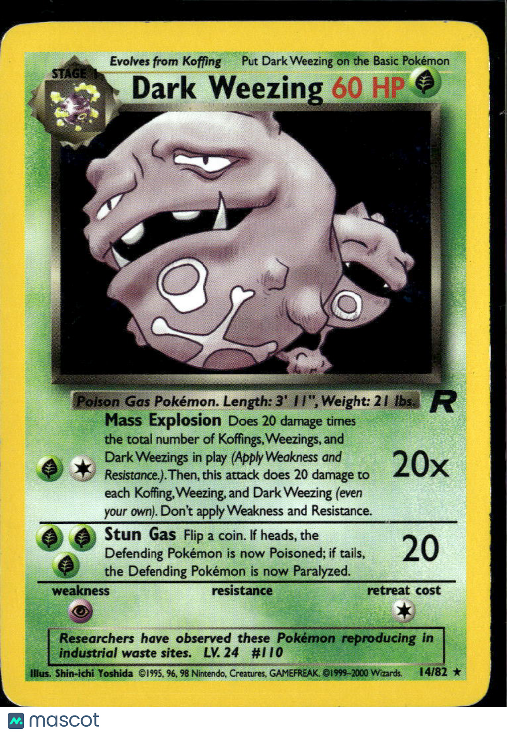 Dark Weezing 2000 Team Rocket Holo Rare #14/82