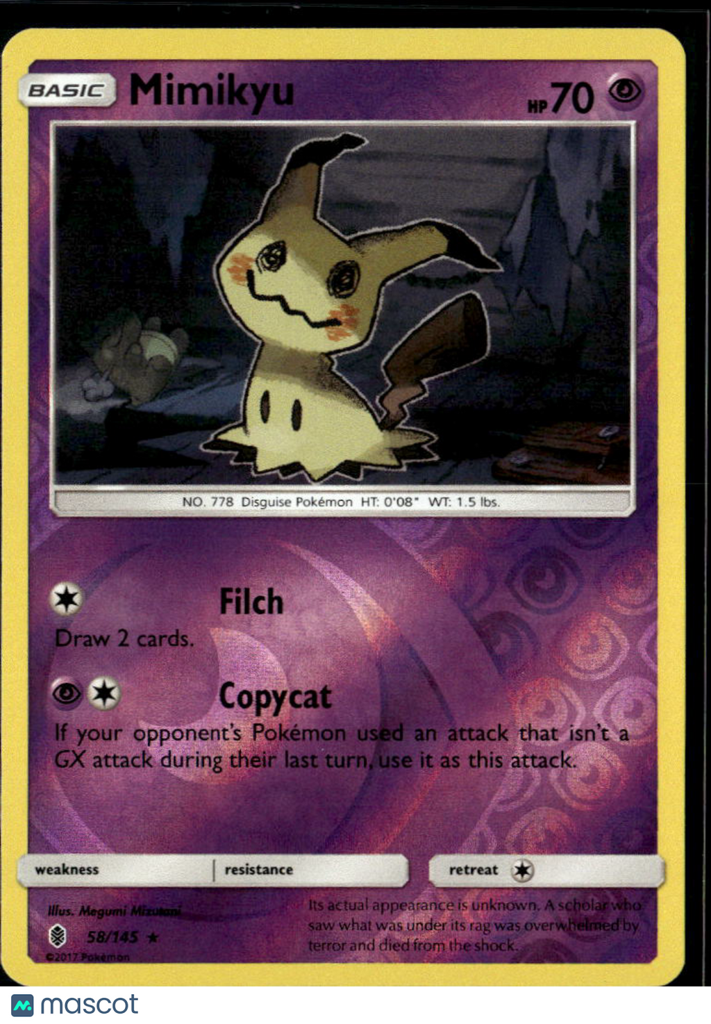 Mimikyu 2017 Guardians Rising Reverse Holo Rare #58/145