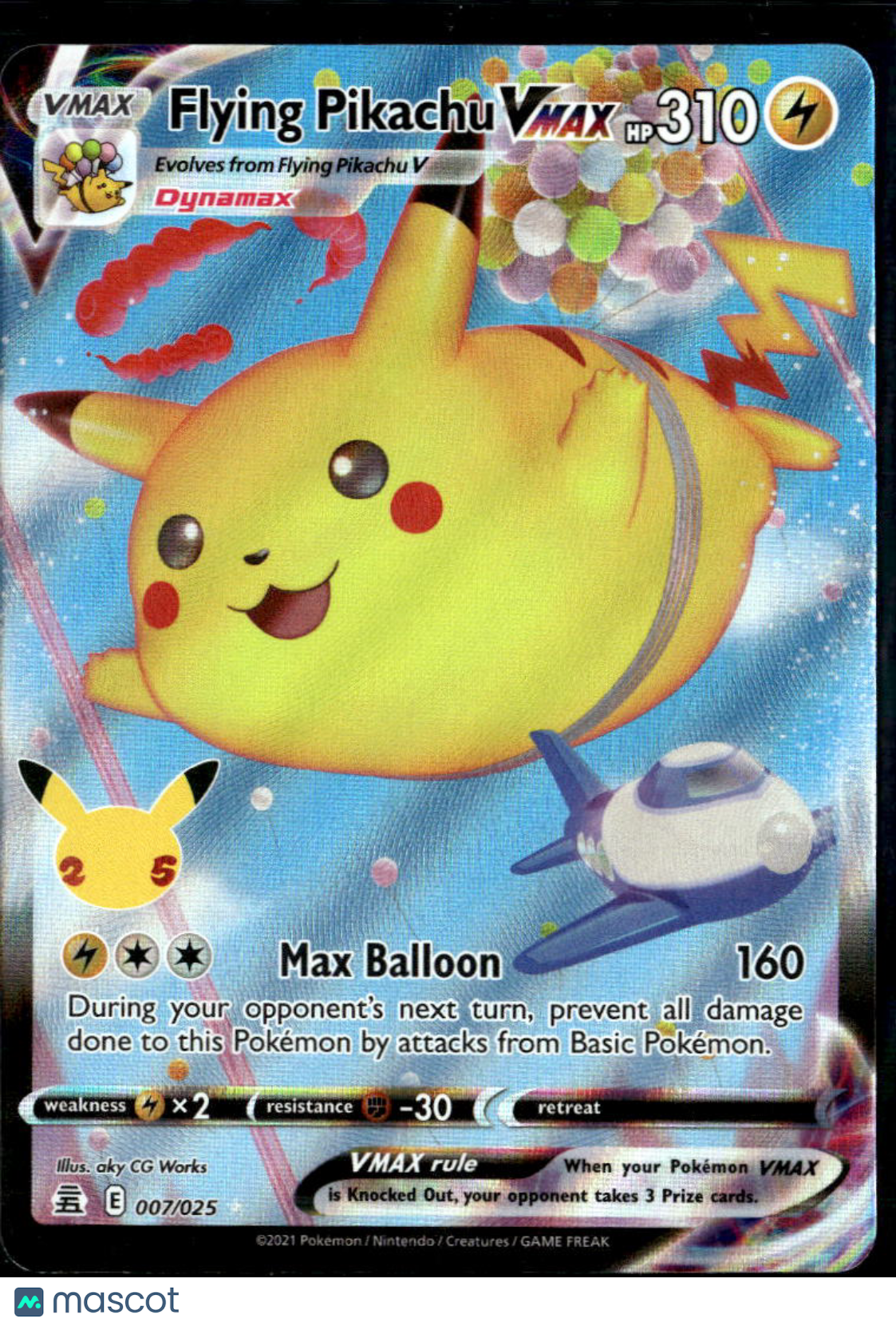 Flying Pikachu VMAX 2021 Celebrations Holo Ultra Rare #7/25