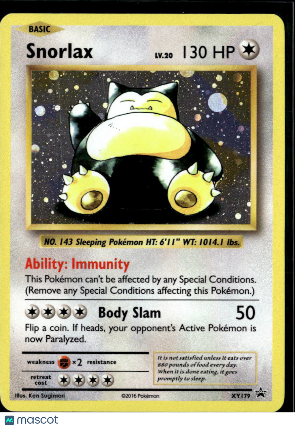 Snorlax 2016 XY Holo Black Star Promo #XY179