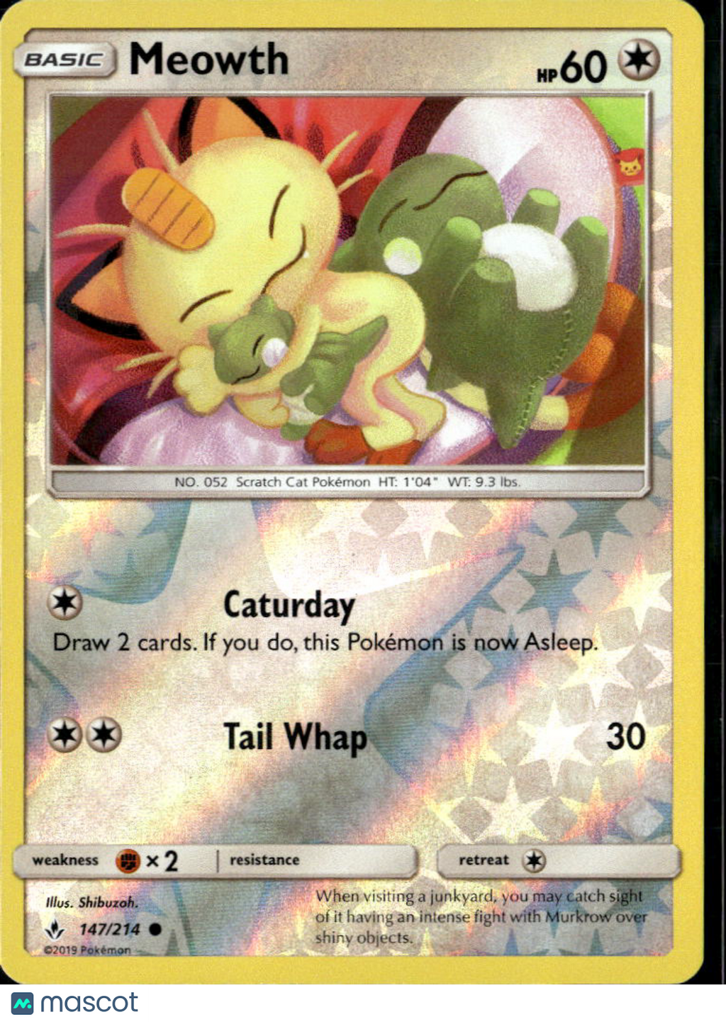 Meowth 2019 Unbroken Bonds Reverse Holo #147/214