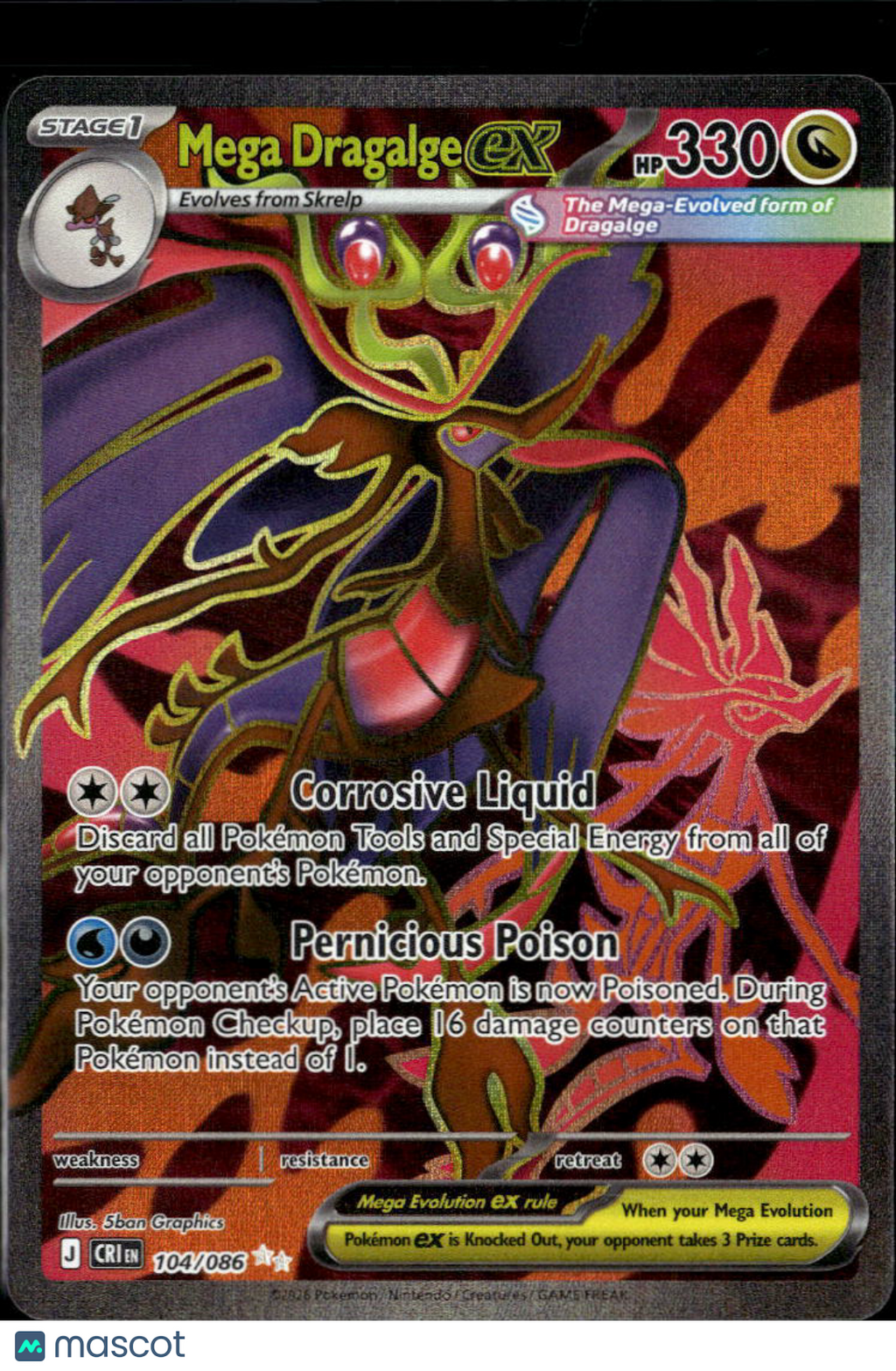 Mega Dragalge EX 2026 Chaos Rising Holo Secret Rare #104/86