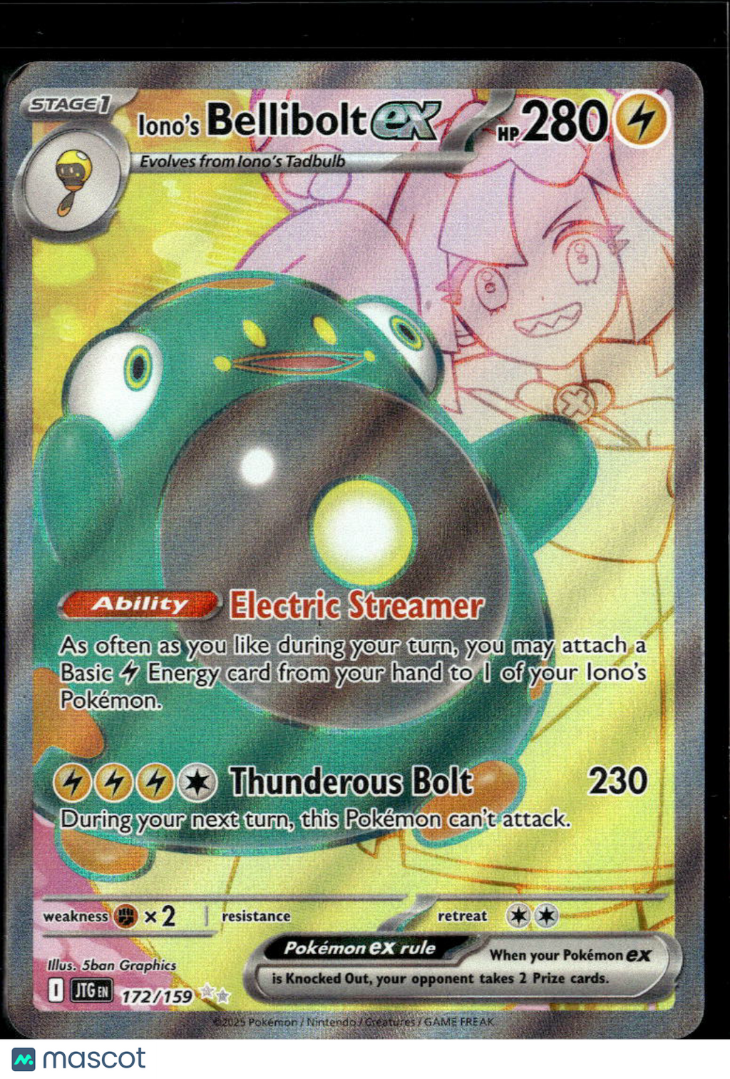 Iono's Bellibolt EX 2025 Journey Together Holo Secret Rare FA #172/159