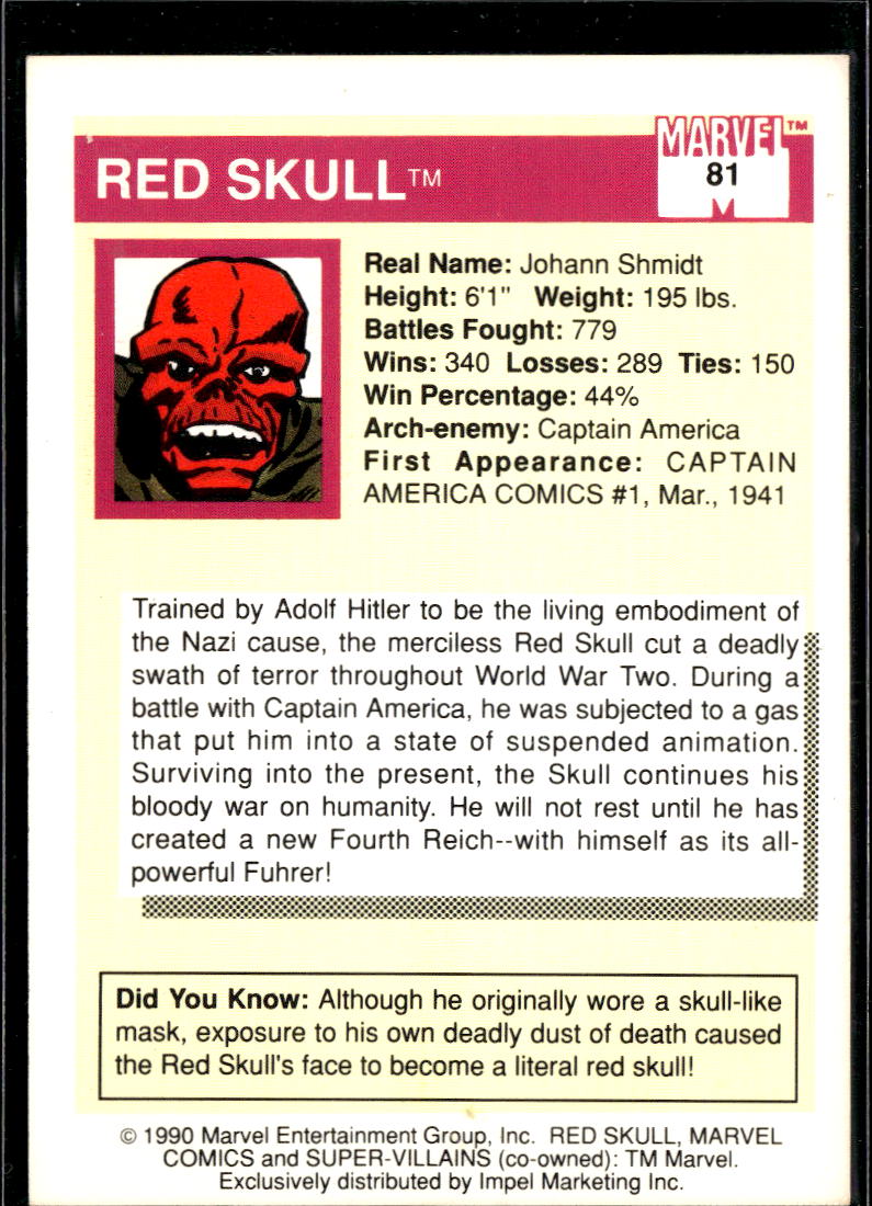 Red Skull 1990 Impel Marvel Universe #81