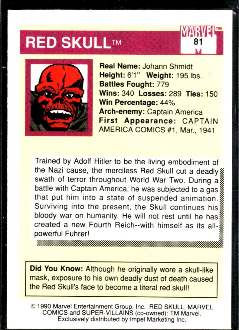 Red Skull 1990 Impel Marvel Universe #81