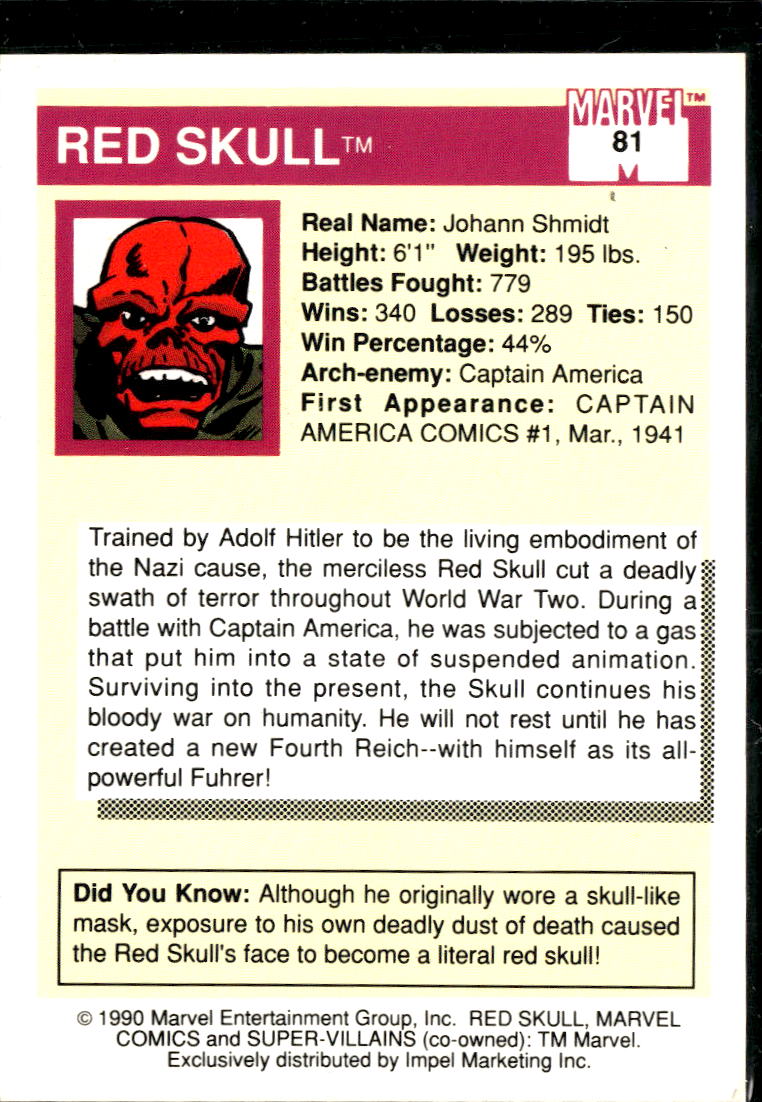 Red Skull 1990 Impel Marvel Universe #81