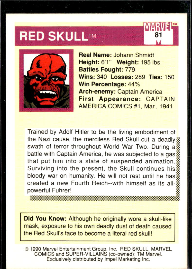 Red Skull 1990 Impel Marvel Universe #81
