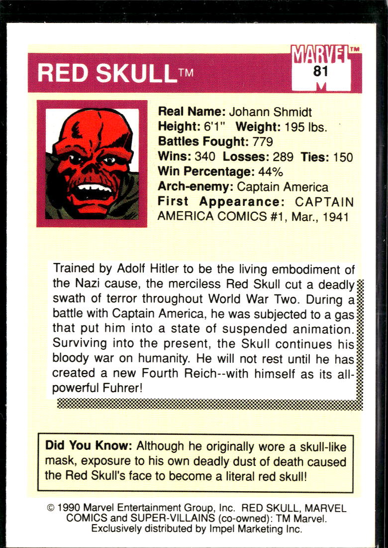 Red Skull 1990 Impel Marvel Universe #81
