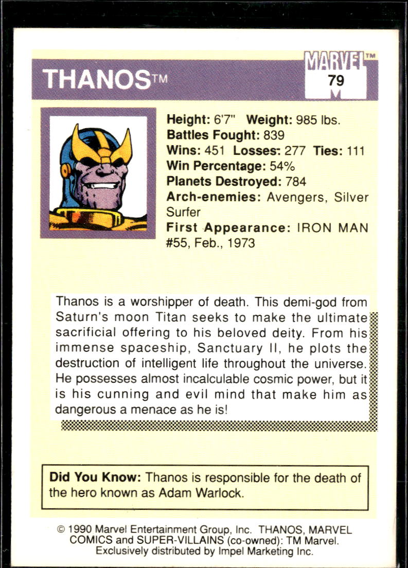 Thanos 1990 Impel Marvel Universe Series 1 #79