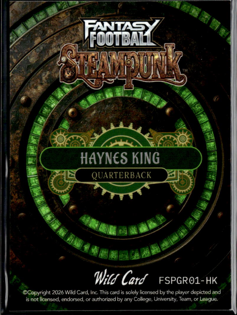 Haynes King 2026 Wild Card Rookie RC Steampunk Green Georgia Tech /5