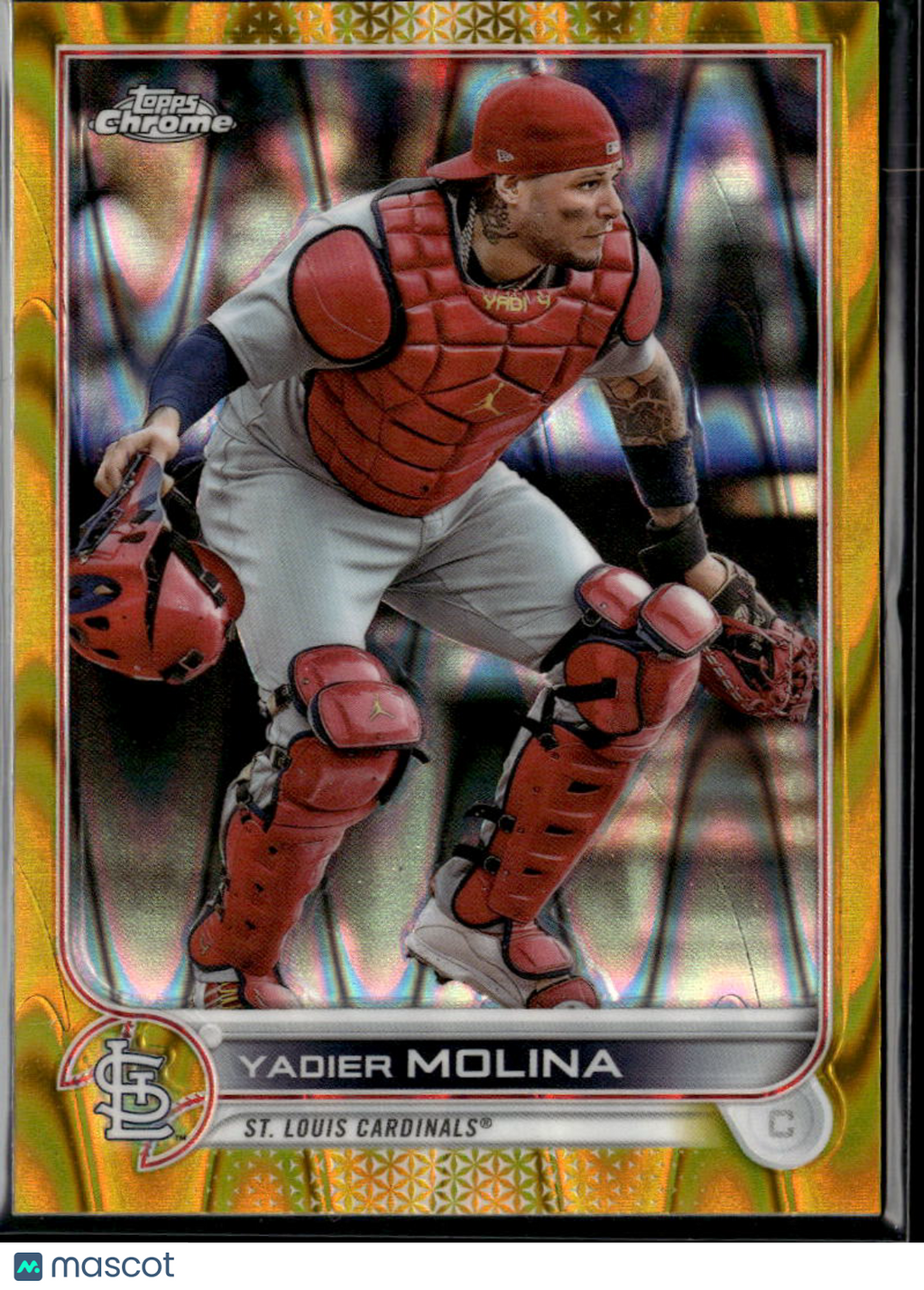 Yadier Molina 2022 Topps Chrome Gold Raywave Refractor 32/50 St. Louis Cardinals