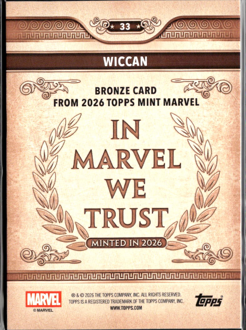 Wiccan 2026 Topps Mint Marvel Bronze Card #33