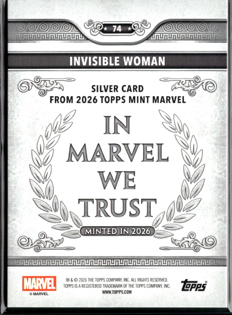 Invisible Woman 2026 Topps Mint Marvel Silver Card #74