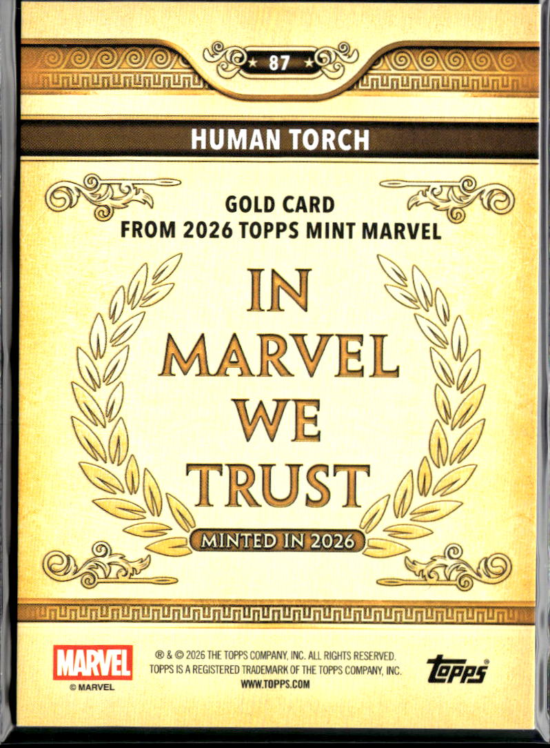 Human Torch 2026 Topps Mint Marvel Gold Card #87