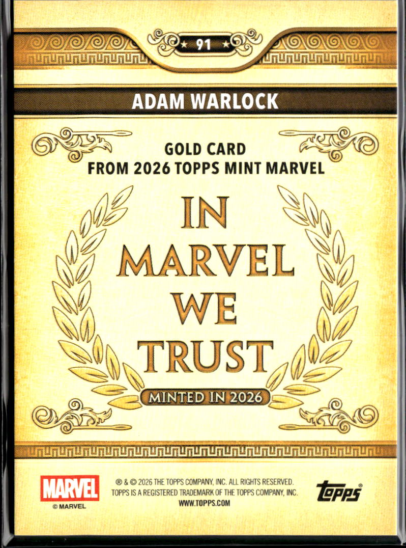 Adam Warlock 2026 Topps Mint Marvel Gold Card #91