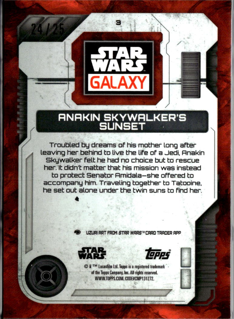 Anakin Skywalker's Sunset 2025 Topps Chrome Star Wars Orange Refractor 24/25 #3
