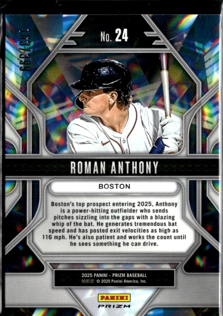 Roman Anthony 2025 Prizm Prizmatic Red Pulsar 163/399 Boston Red Sox
