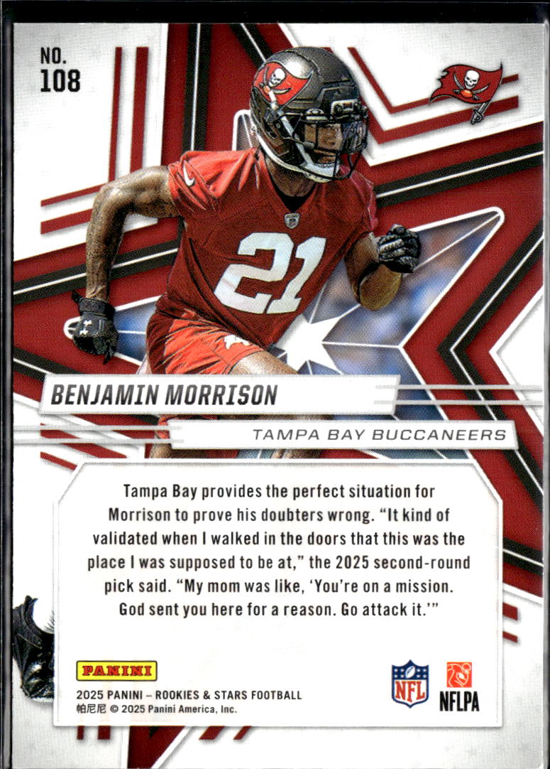 Benjamin Morrison 2025 Rookies & Stars GOLD Rookie RC 12/25 Tampa Bay Buccaneers