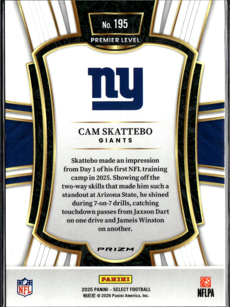 Cam Skattebo 2025 Select RC Rookie Pink New York Giants