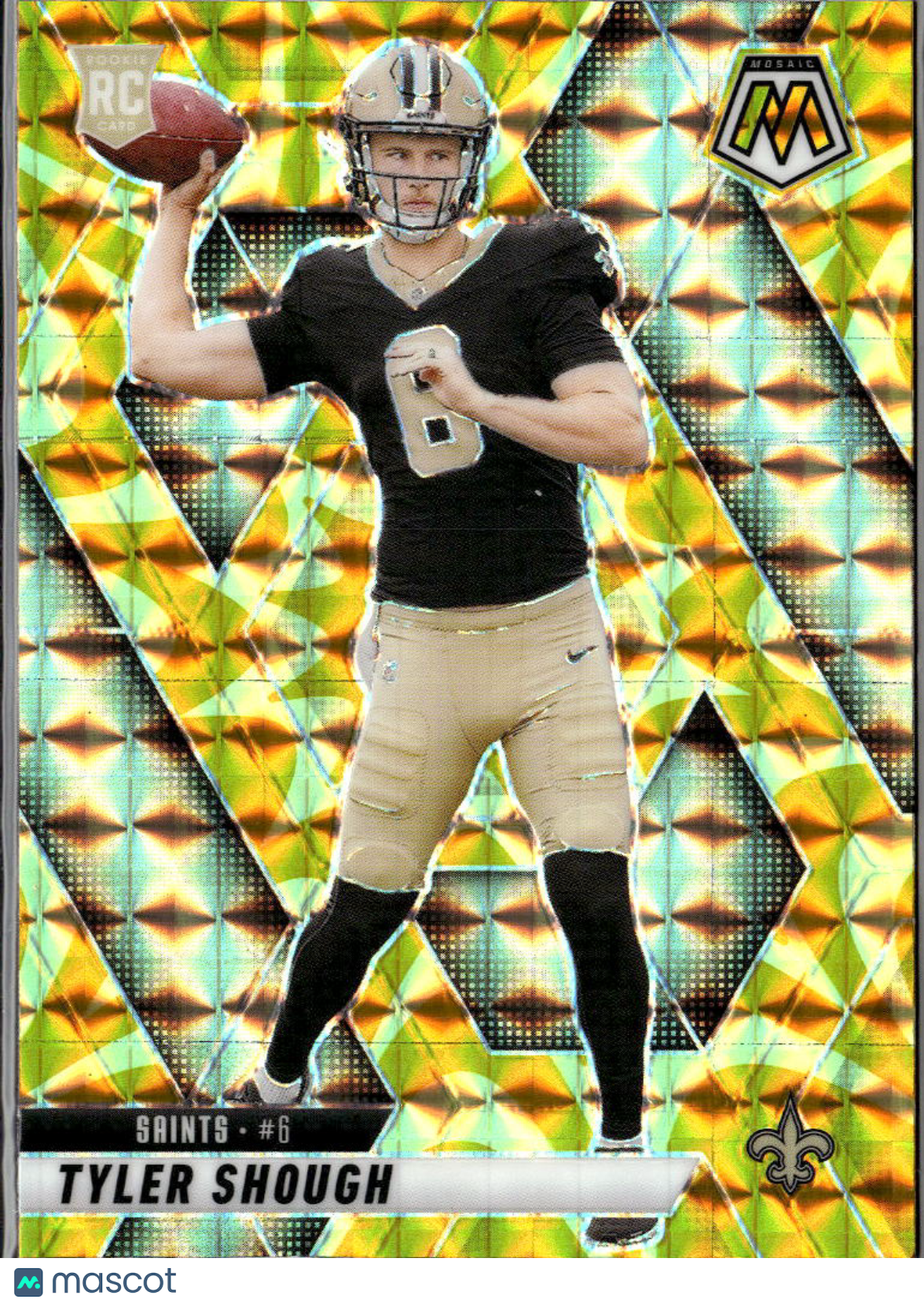 Tyler Shough 2025 Mosaic Yellow Reactive Rookie RC New Orleans Saints