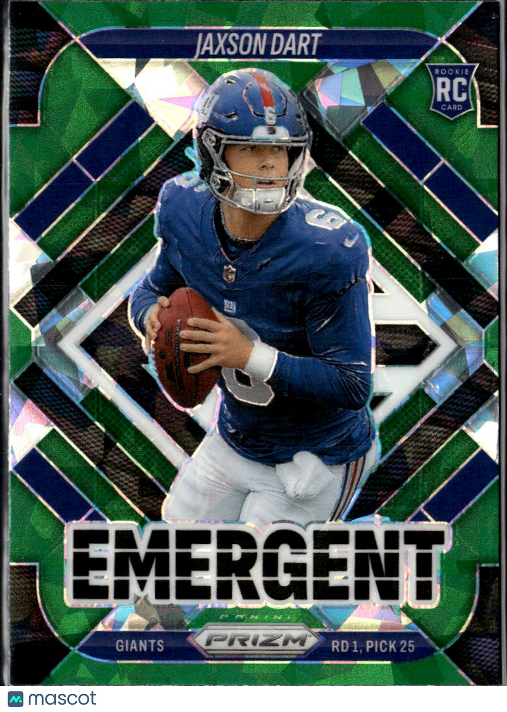 Jaxson Dart 2025 Prizm Green Ice Emergent RC New York Giants