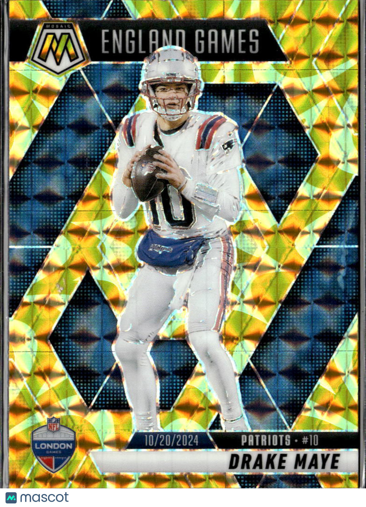 Drake Maye 2025 Mosaic Yellow Reactive New England Patriots