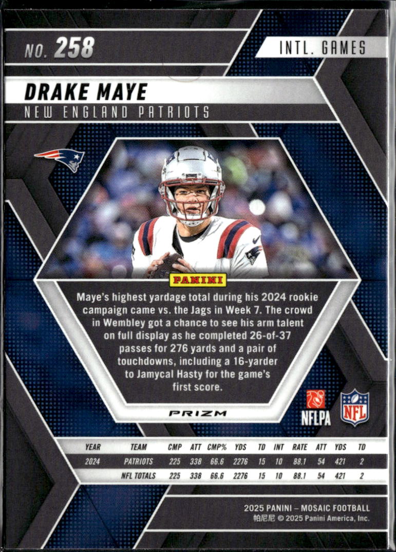 Drake Maye 2025 Mosaic Yellow Reactive New England Patriots