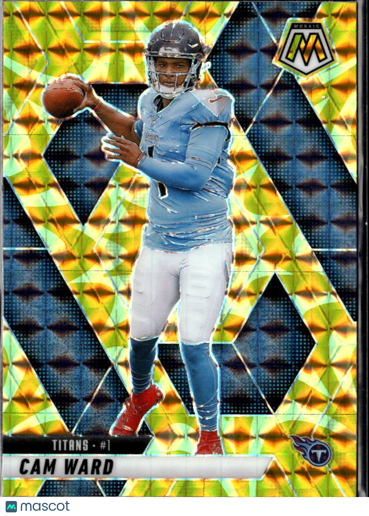 Cam Ward 2025 Mosaic Yellow Reactive Prizm Rookie RC Tennessee Titans