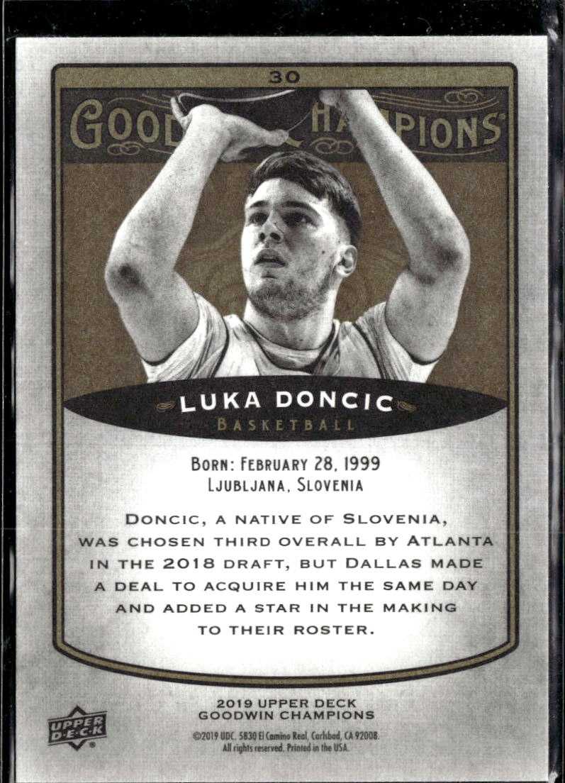 Luka Doncic 2019 Upper Deck Goodwin Champions Dallas Mavericks