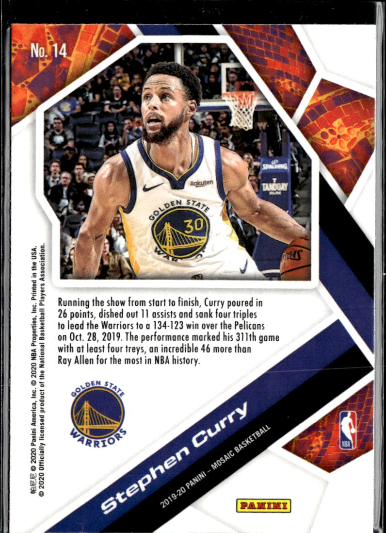 Stephen Curry 2020 Panini Mosaic Will to Win Golden State Warriors