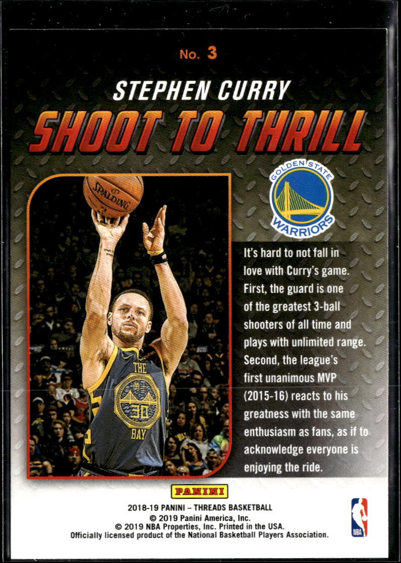 Stephen Curry 2019 Panini Threads Shoot to Thrill Golden State Warriors