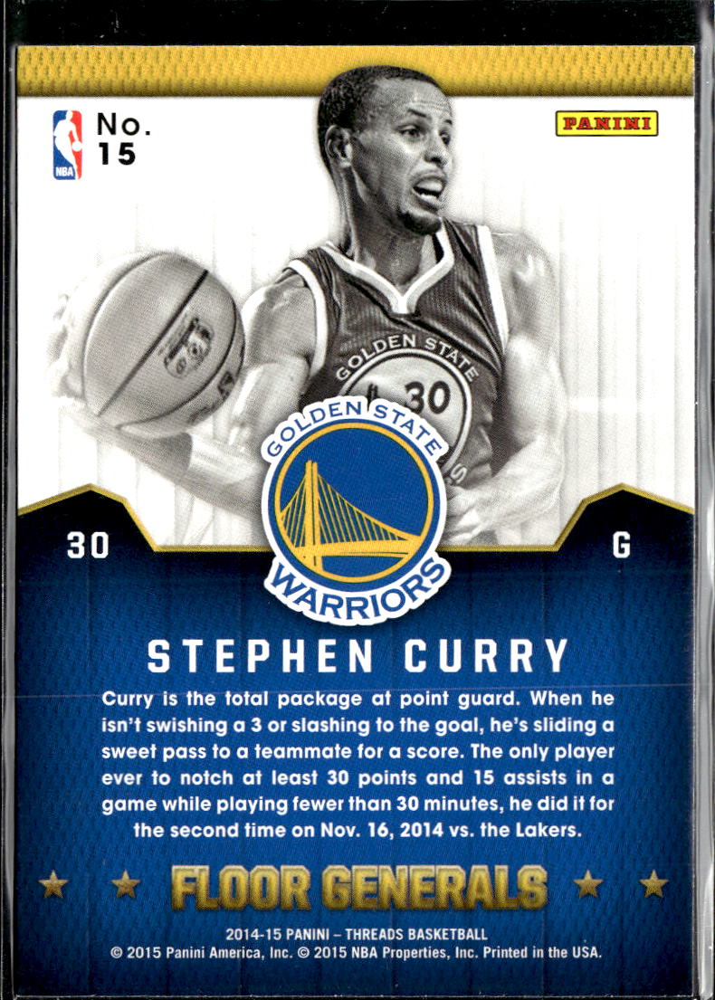 Stephen Curry 2015 Panini Threads Floor Generals Golden State Warriors