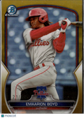 Emaarion Boyd 2023 Bowman Chrome Gold Refractor /50 Philadelphia Phillies