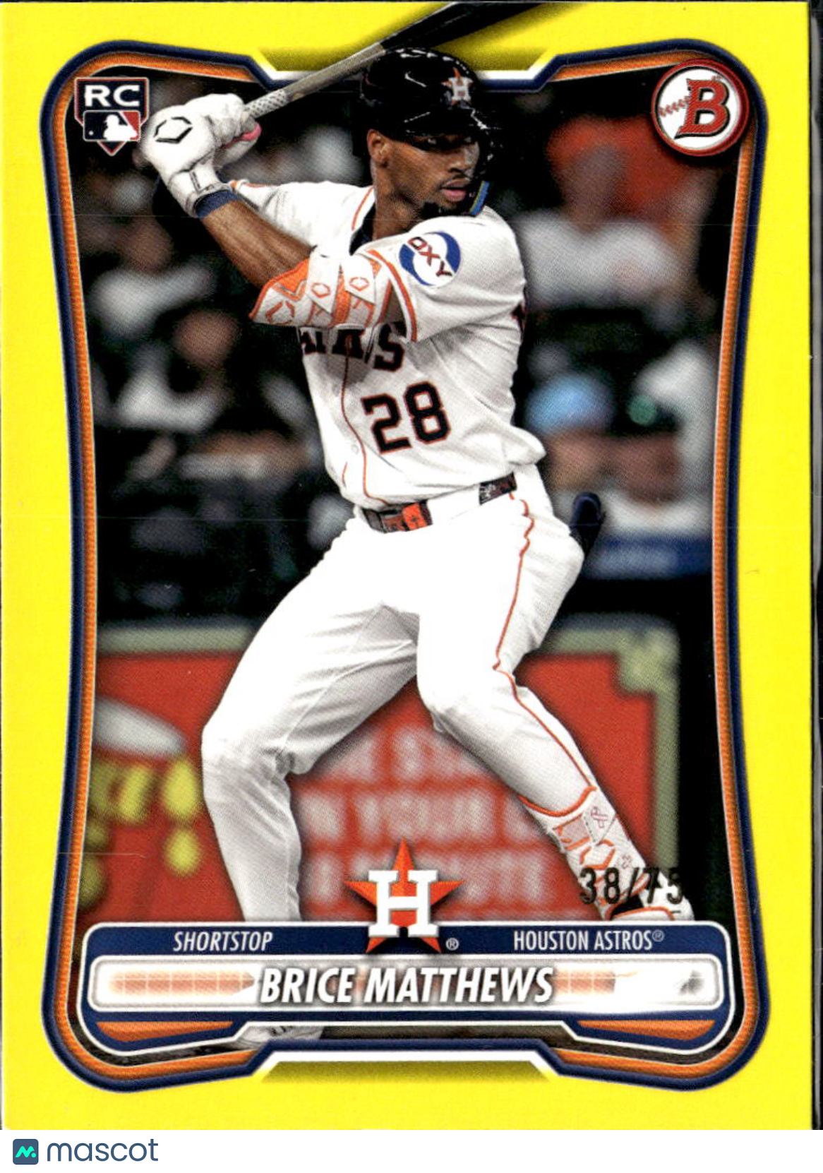 Brice Matthews 2026 Bowman RC Rookie Yellow /75 Houston Astros