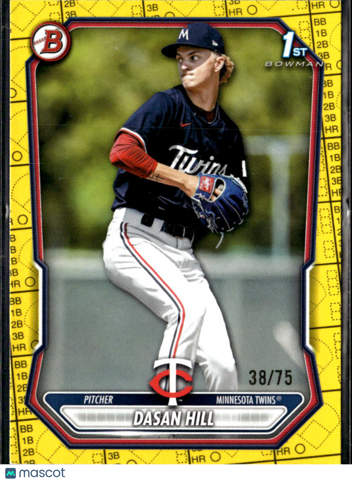 Dasan Hill 2026 Bowman 1st Yellow Parallel /75 Minnesota Twins