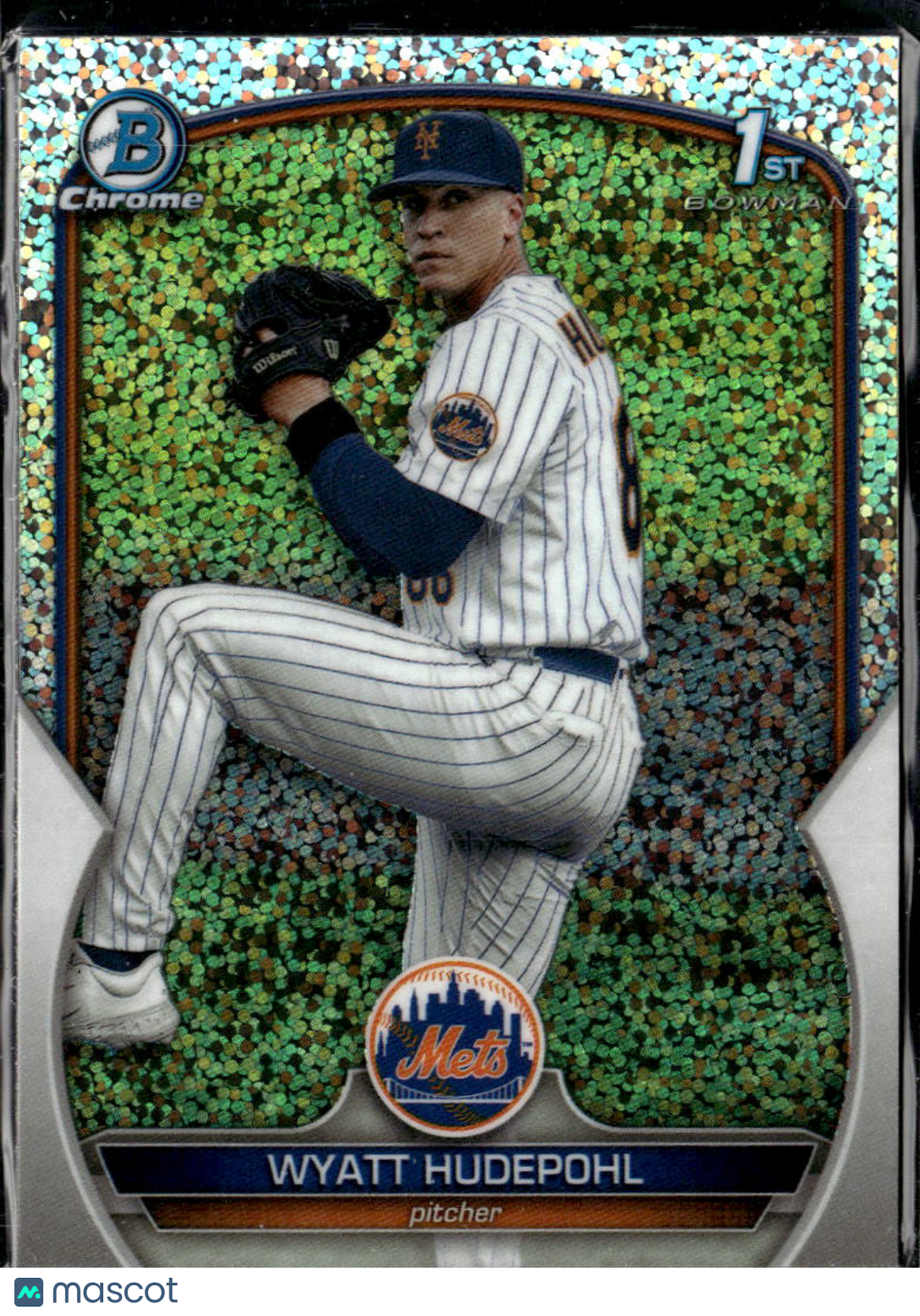 Wyatt Hudepohl 2023 Bowman Chrome 1st Speckle Refractor New York Mets