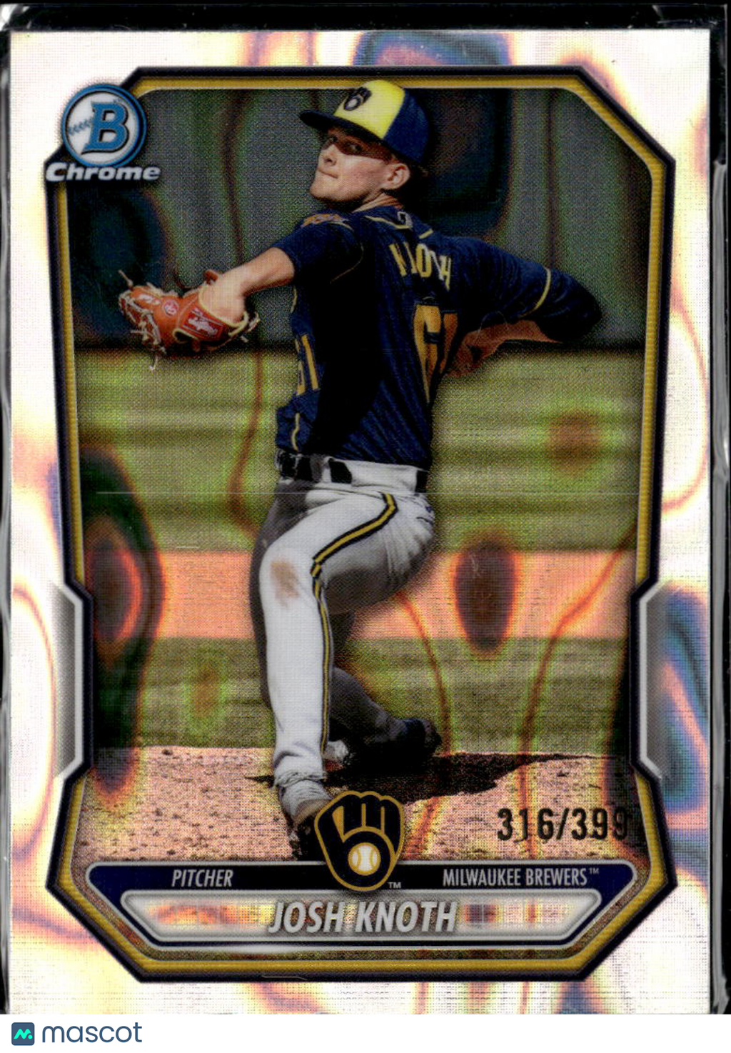 Josh Knoth 2026 Bowman Chrome Raywave Lava /399 Milwaukee Brewers