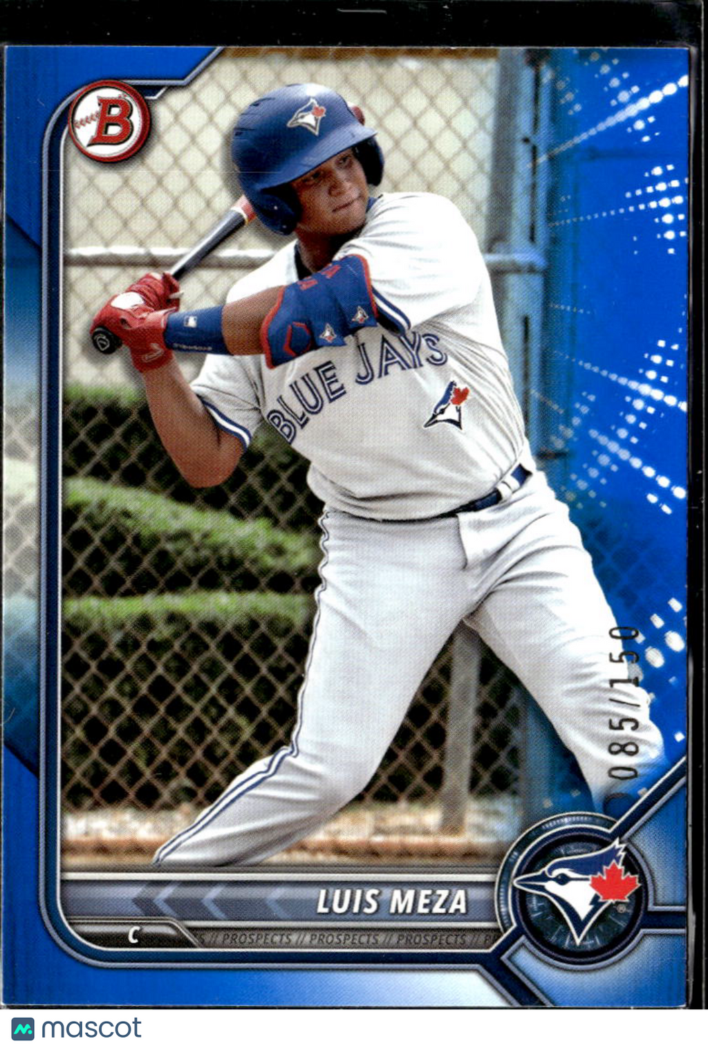 Luis Meza 2022 Bowman Draft Blue /150 Toronto Blue Jays