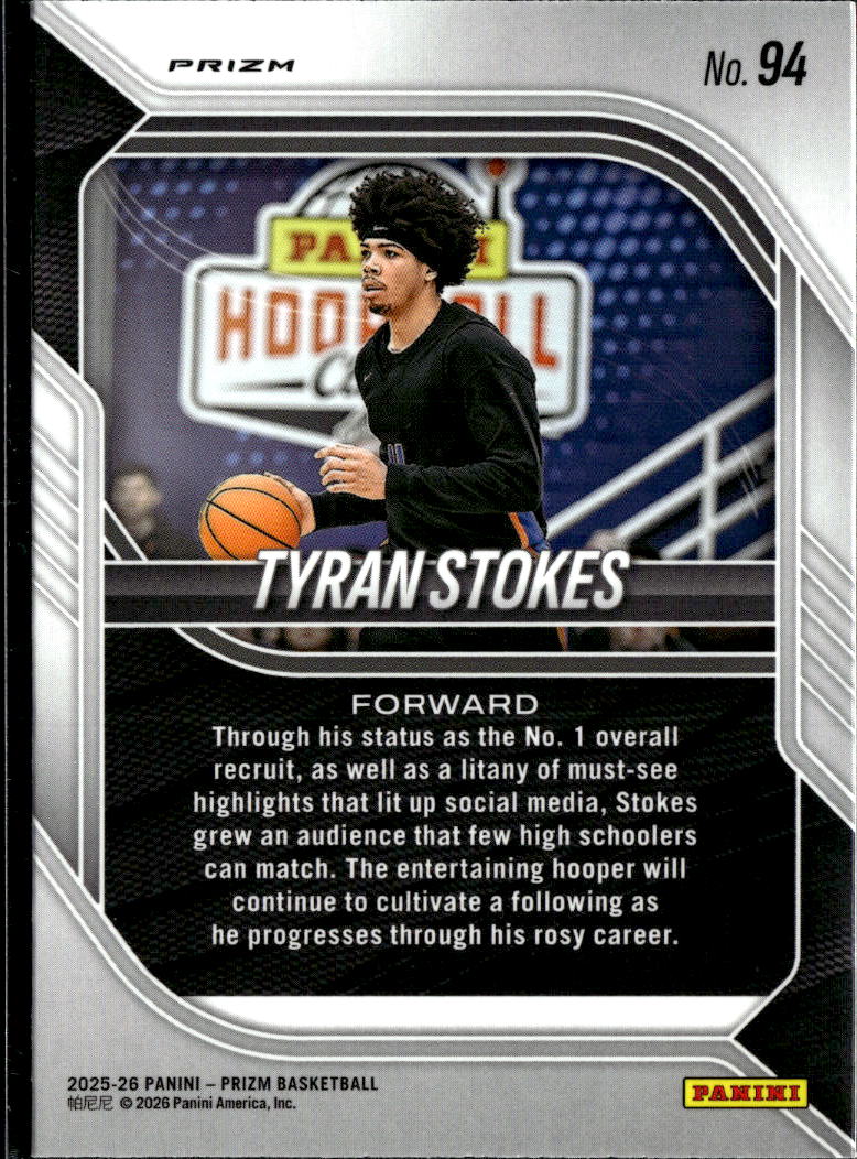 Tyran Stokes 2026 Panini Prizm Orange Ice Rookie RC Kansas Jayhawks