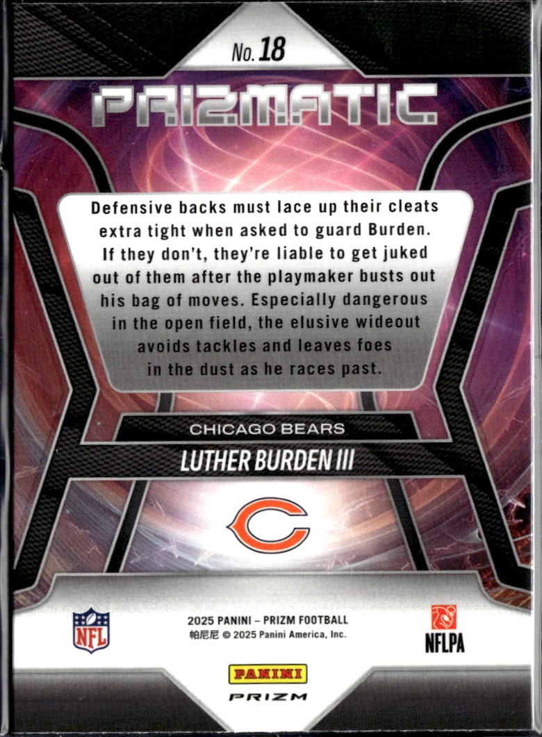 Luther Burden III 2025 Prizm Prizmatic Green Ice RC Chicago Bears