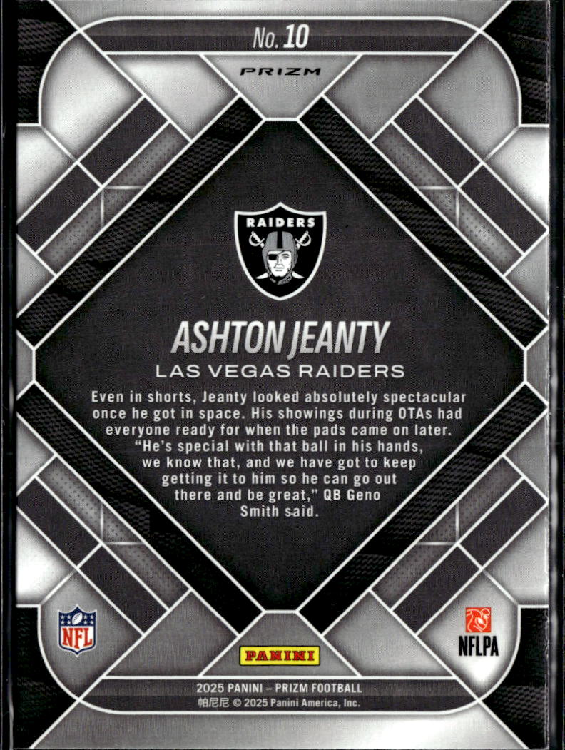 Ashton Jeanty 2025 Prizm Emergent RC Green Rookie Las Vegas Raiders