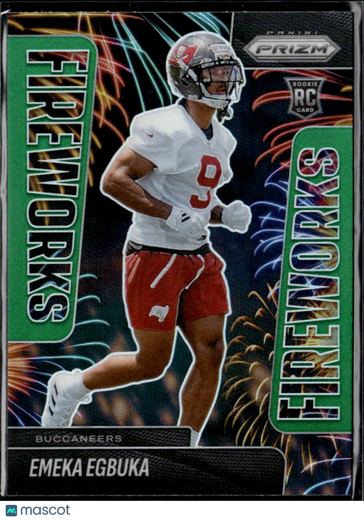 Emeka Egbuka 2025 Panini Prizm Fireworks Green Rookie RC Tampa Bay Buccaneers