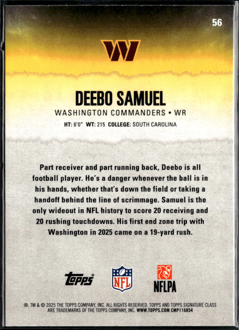 Deebo Samuel 2025 Topps Signature Class /250 Washington Commanders