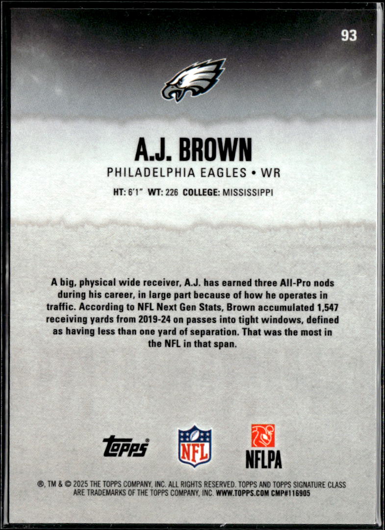 A.J. Brown 2019 Topps Signature Class /225 Philadelphia Eagles
