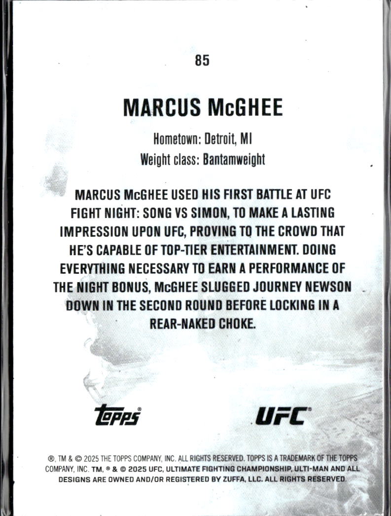 Marcus McGhee 2025 Topps Knockout UFC RC Rookie /88