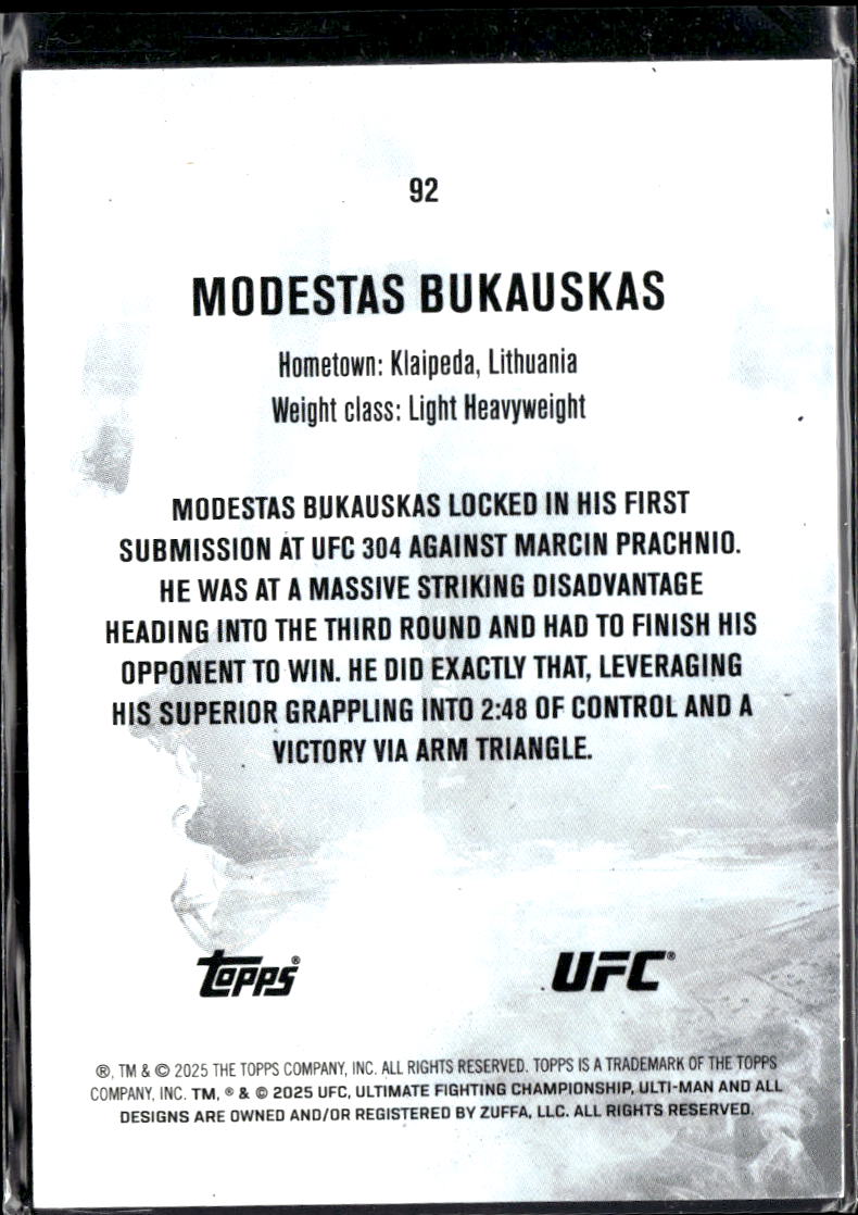 Modestas Bukauskas 2025 Topps Knockout UFC Rookie RC /299