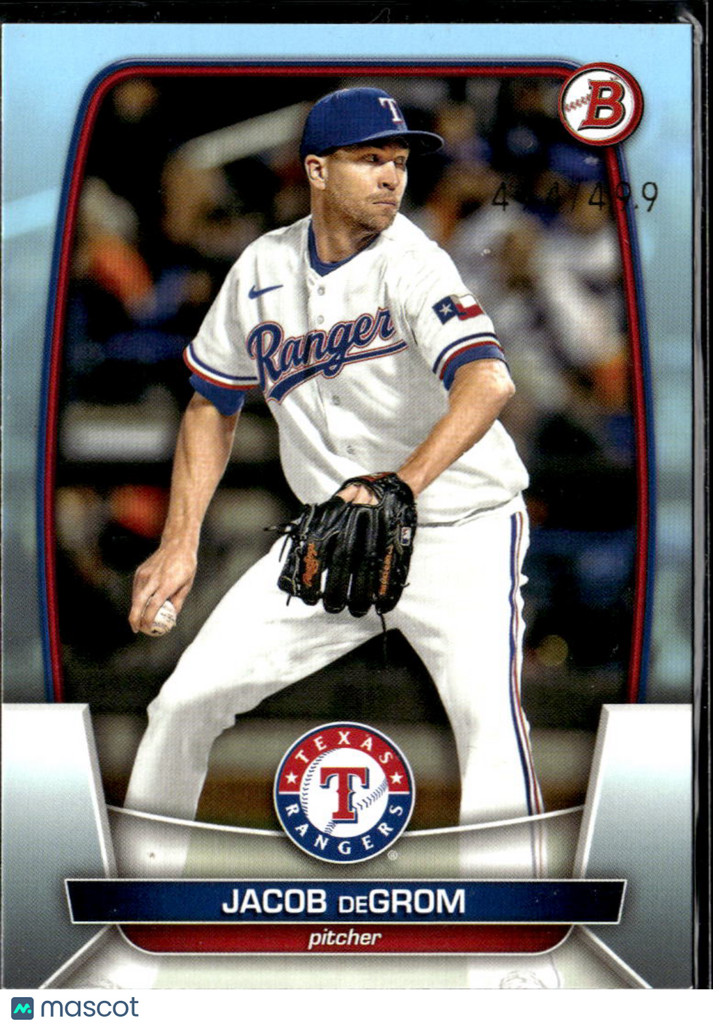 Jacob deGrom 2023 Bowman Sky Blue /499 Texas Rangers