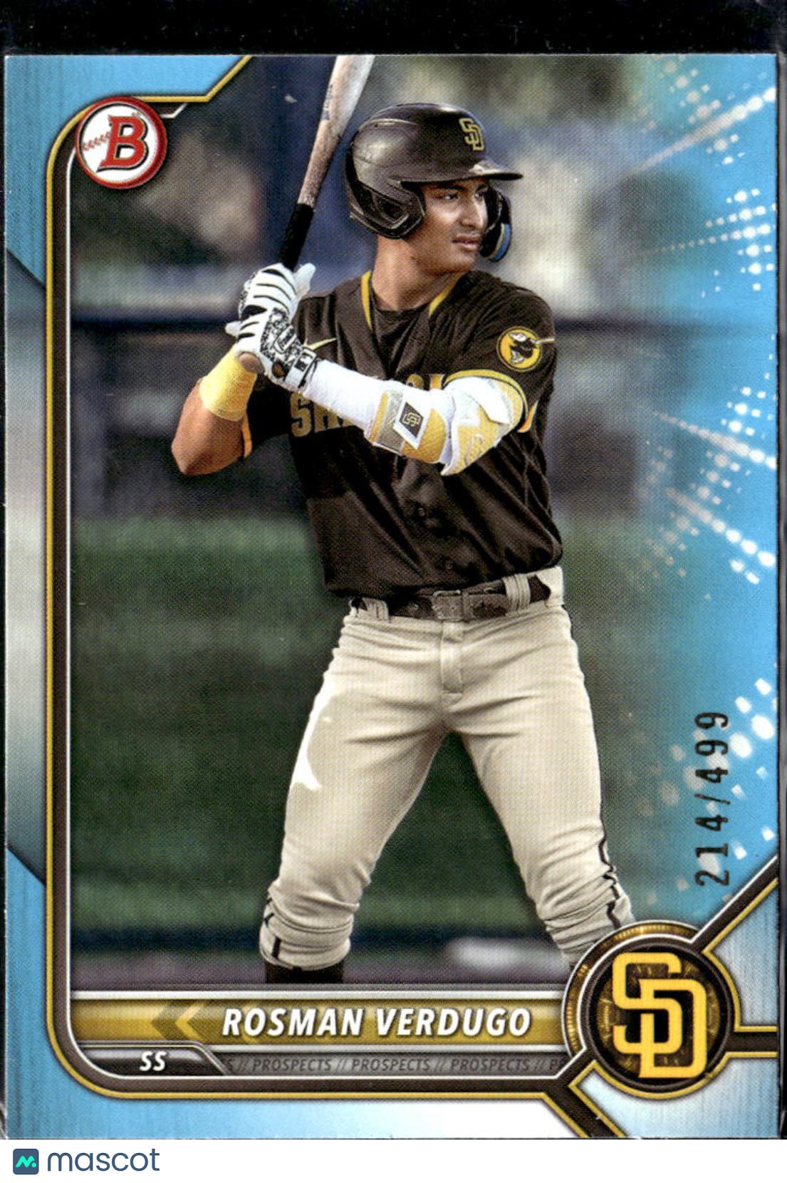 Rosman Verdugo 2023 Bowman Draft Sky Blue /499 San Diego Padres