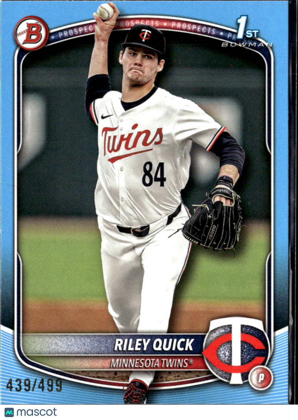 Riley Quick 2025 Bowman Draft 1st Sky Blue /499 Minnesota Twins